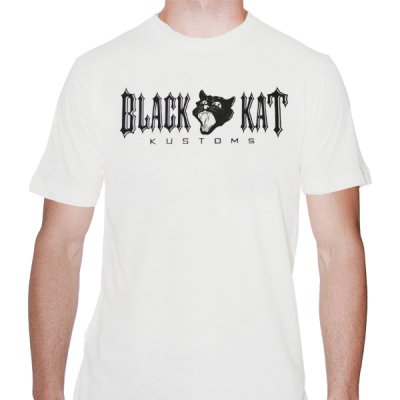 black-kat-kustoms - Gothic Font White | T-Shirt