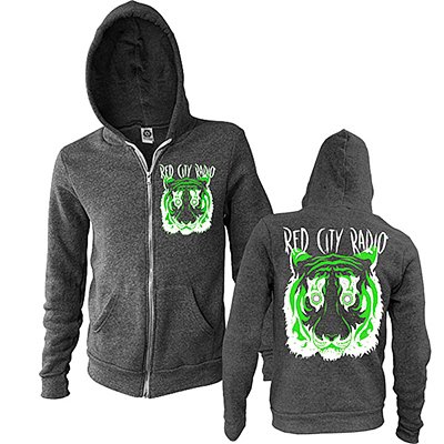 red-city-radio - Tiger Heather Charcoal Zip Hood