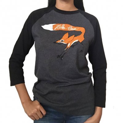 neko-case - Scratchy The Fox Baseball T-Shirt (Black/Grey)