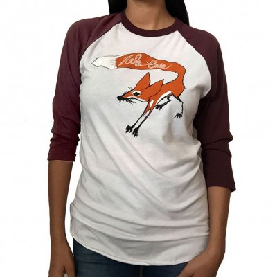 neko-case - Scratchy The Fox Baseball Tee (White/Truffle)