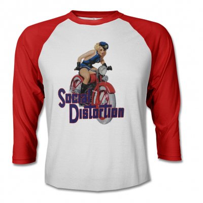 social-distortion - Motorcycle Girl Raglan - Women's (Red/White)