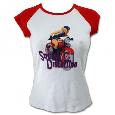 Motorcycle Girl Sleeveless Raglan - Women's (White