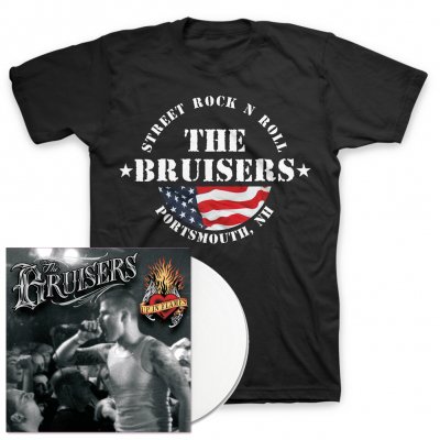 bruisers - Up In Flames LP (White) + Flag T-Shirt Bundle