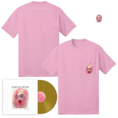 Light We Made LP (Gold) + Pocket T-Shirt (Pink) + Enamel Pin Bundle