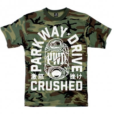 parkway-drive - Crushed Can T-Shirt (Woodland Camo)
