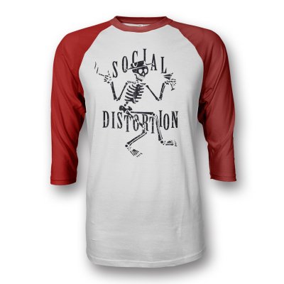 social-distortion - Skelly Raglan (Red/White)