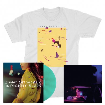 Jimmy Eat World - Integrity Blues LP (Turquoise) + Signed Litho + Pattern T-Shirt (White)