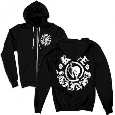 rise-against - HeartFist Stamp Contrast Zip Hoodie (BLACK)