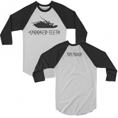 papa-roach - Crooked Teeth Raglan (White/Black)