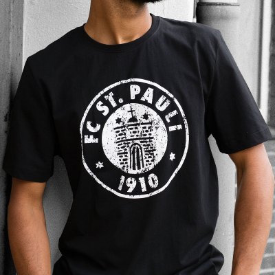 FC St Pauli - Logo Schwarz Weiss Tee (Black)