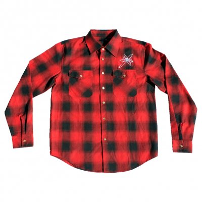 strung-out - Embroidered Astrolux Flannel (Red/Black)