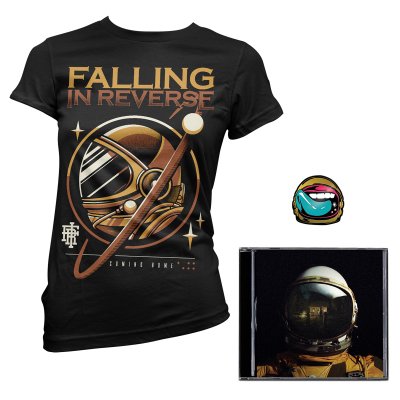 falling-in-reverse - Coming Home CD (Autographed)/Gold Astro Womens Tee (Black)/Pin Bundle