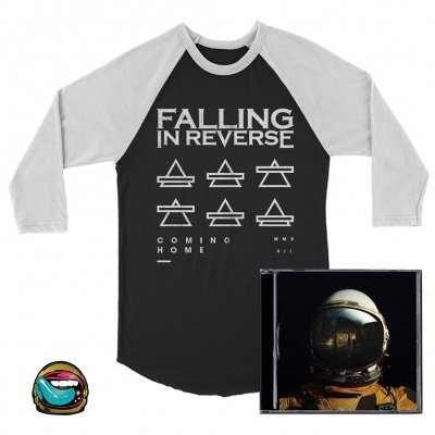 falling-in-reverse - Coming Home CD (Autographed)/Triangle Baseball Tee (Blk/Wht)/Pin Bundle