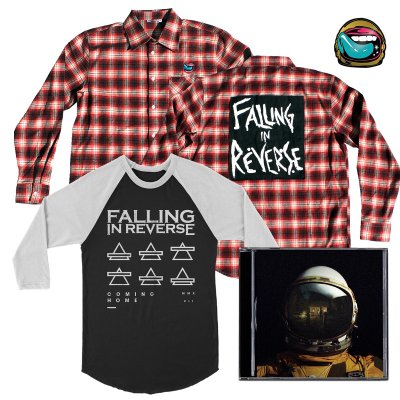 falling-in-reverse - Coming Home CD (Autographed)/Triangles Baseball Tee (Blk/Wht)/Flannel/Pin Bundle
