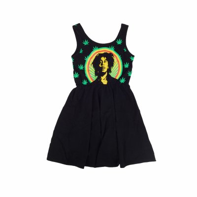 Bob Marley - Pot Leaves Tank Dress (Black)