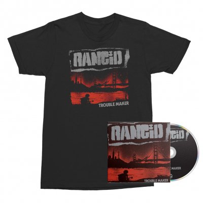 Rancid - Trouble Maker CD/Album Cover Tee (Black) Bundle