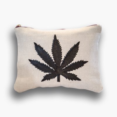 ziggy-marley - Cannabis Clutch Purse - Natural Canvas/Black Leaf