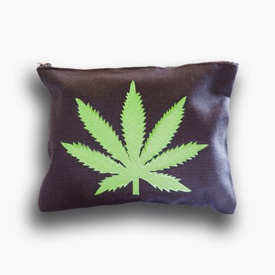ziggy-marley - Cannabis Clutch Purse - Black Denim/Green Leaf