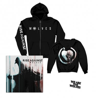 rise-against - Wolves CD + We Are The Wolves Hoodie + Enamel Pin Bundle
