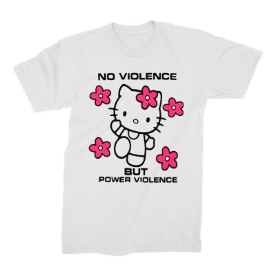 acxdc - Power Violence Kitty T-shirt (White)