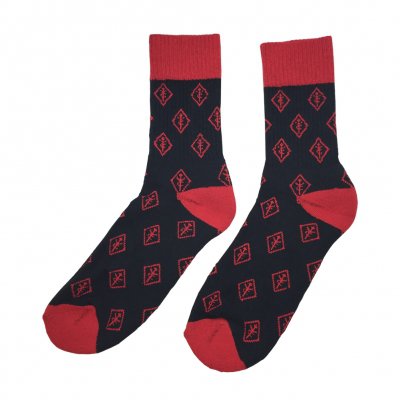 youth-code - Crest Pattern Socks (Red/Black)