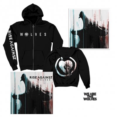 rise-against - Wolves CD + We Are The Wolves Hoodie + Wolves Lithograph (Signed) + Enamel Pin Bundle