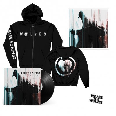 rise-against - Wolves LP (Black) + We Are The Wolves Hoodie + Wolves Lithograph (Signed) + Enamel Pin Bundle