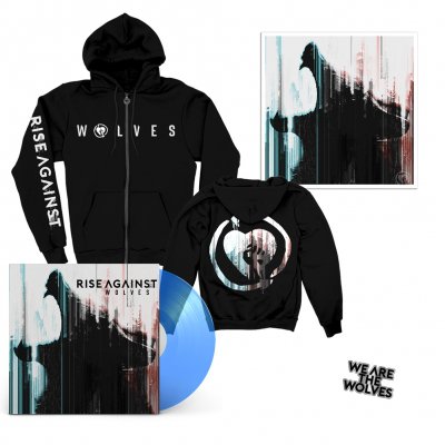 Rise Against - Wolves LP (Blue) + We Are The Wolves Hoodie + Wolves Lithograph (Signed) + Enamel Pin Bundle