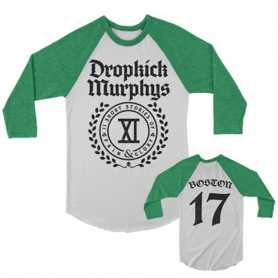 dropkick-murphys - Short Stories Crest Raglan (Heather Kelly/White)