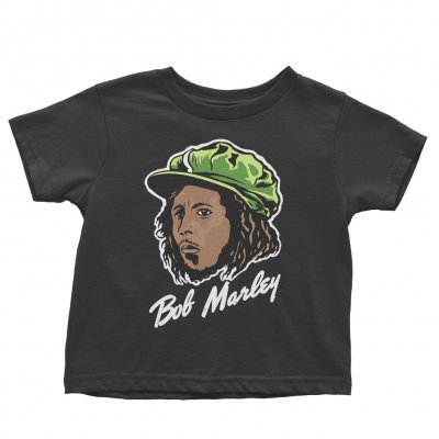 Bob Marley - Green Head T-Shirt - Youth (Black)