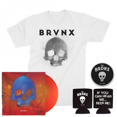 the-bronx - V LP (Orange/Yellow) + V Cover T-Shirt (White) + Skull Patch + Beer Me Coozie Bundle