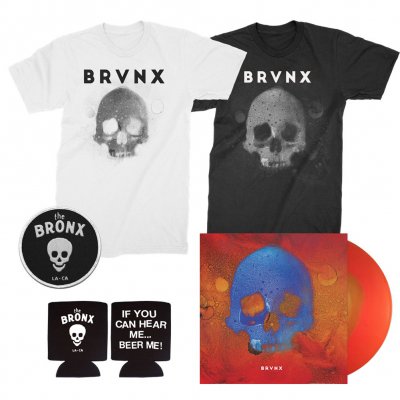 the-bronx - V LP (Orange/Yellow) + V Cover T-Shirt (Black) + V Cover T-Shirt (White) + Skull Patch + Beer Me Coozie Bundle