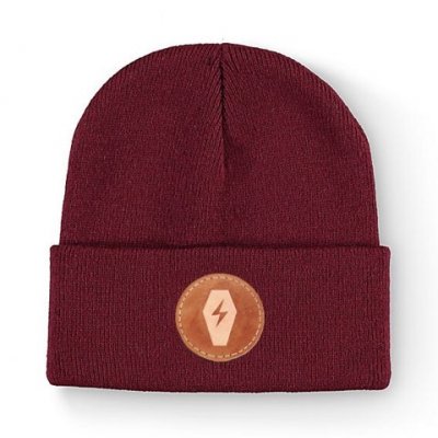 this-wild-life - Leather Bolt Patch Beanie (Burgundy)