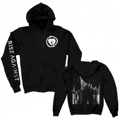 rise-against - Wolves Static Zip Up Hoodie (Black)