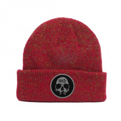 IMAGE | Skull Embroidered Beanie (Red)