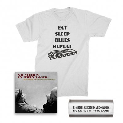 No Mercy In This Land CD + Tee (White) + Glass Guitar Slide Bundle