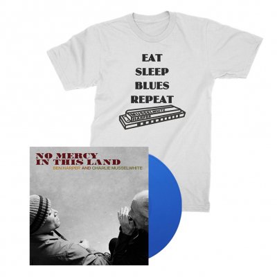 No Mercy In This Land LP (Blue) + Harmonica Tee (White) Bundle