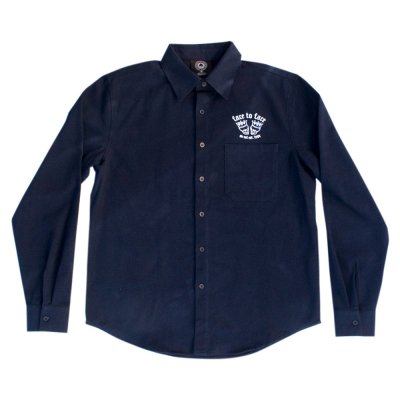 face-to-face - Skull Crown Flannel Button Down (Navy)