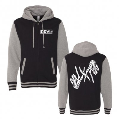 i-prevail - Skele-Hands Varsity Hoodie (Black/Heather Grey)