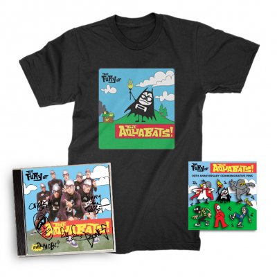 the-aquabats - The Fury Of The Aquabats CD (Signed) + Fury Bat '97 Tee + Enamel Pin Set Bundle