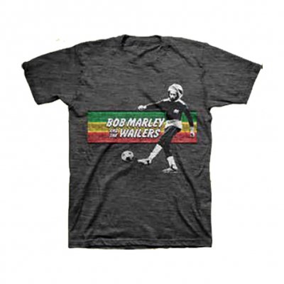 Bob Marley - Soccer Rasta Stripe T-Shirt (Black)