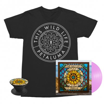 this-wild-life - Flower Seal Tee (Black) + Petaluma LP (Pink) + Petaluma Pop Socket Bundle