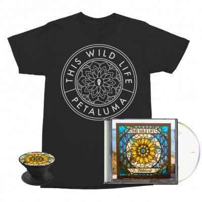 this-wild-life - Flower Seal Tee (Black) + Petaluma CD + Petaluma Pop Socket Bundle
