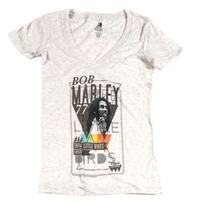 Bob Marley - Little Birds Women's V Neck T-Shirt (Oatmeal)