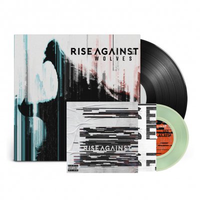 rise-against - Megaphone 7" (Coke Bottle Green) + Wolves LP (Black) Bundle