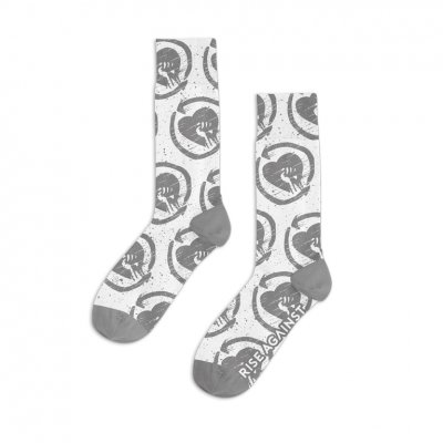 HeartFist Pattern Distressed Socks (White)