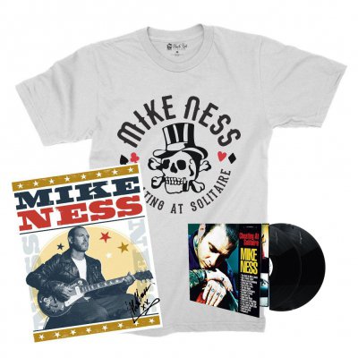 Cheating at Solitaire LP (Black) + Cheating T-Shirt + Screen Print (Signed) Bundle