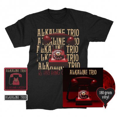 alkaline-trio - Is This Thing Cursed? LP (Red w/ Black 180g) + Repeater Tee (Black) Patches (2) Bundle