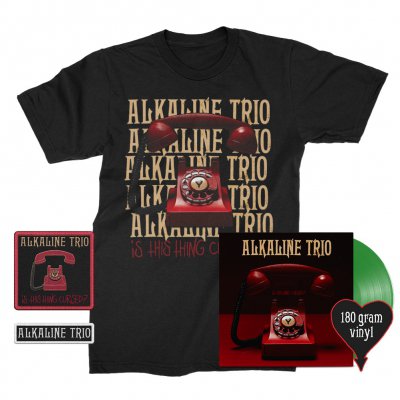 alkaline-trio - Is This Thing Cursed? LP (Green 180g) + Repeater Tee (Black) + Patches (2) Bundle