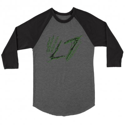 l7 - Skele Hands Raglan (Deep Heather/Black)
